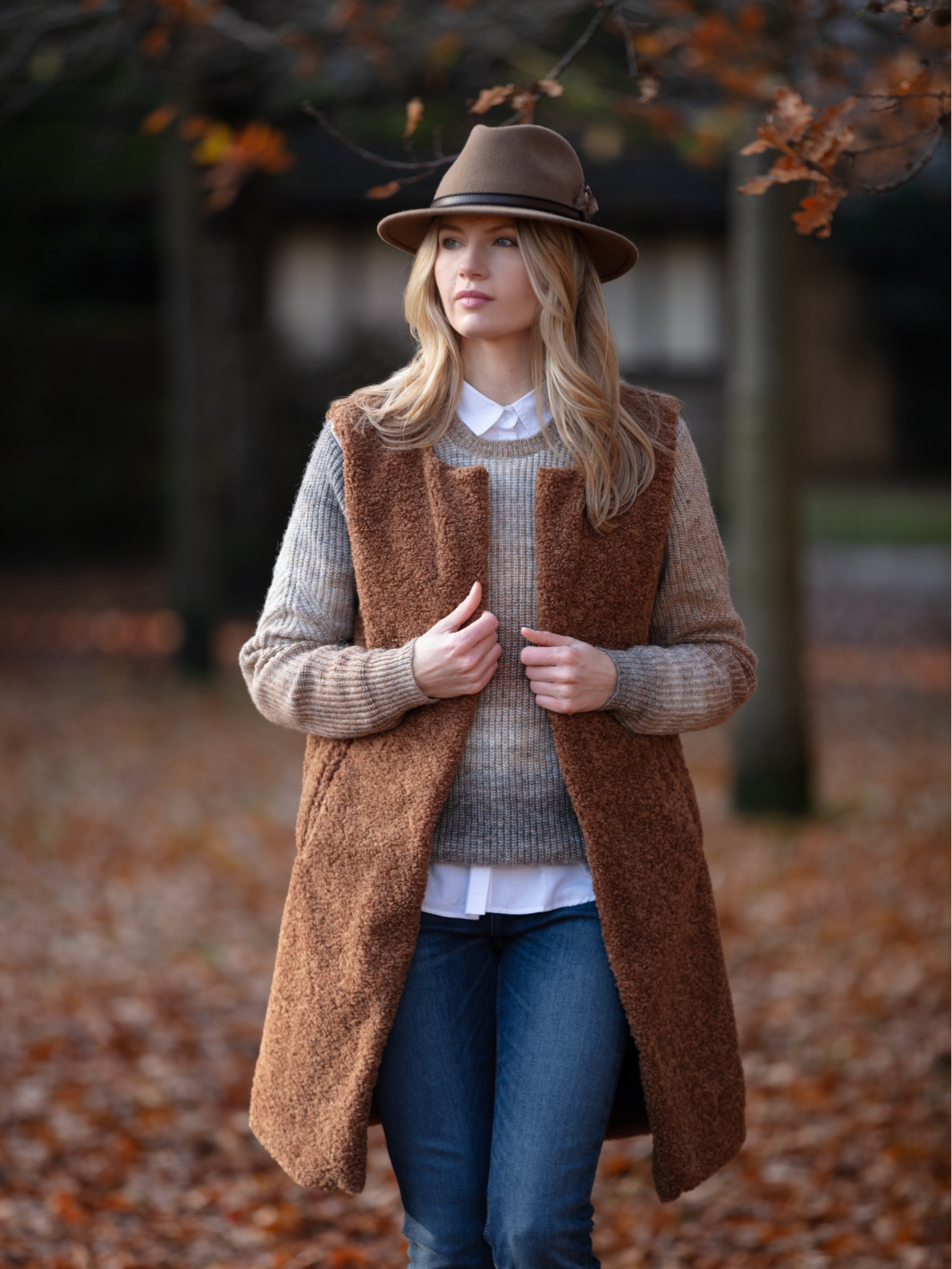 Shearling Gilet - Brown