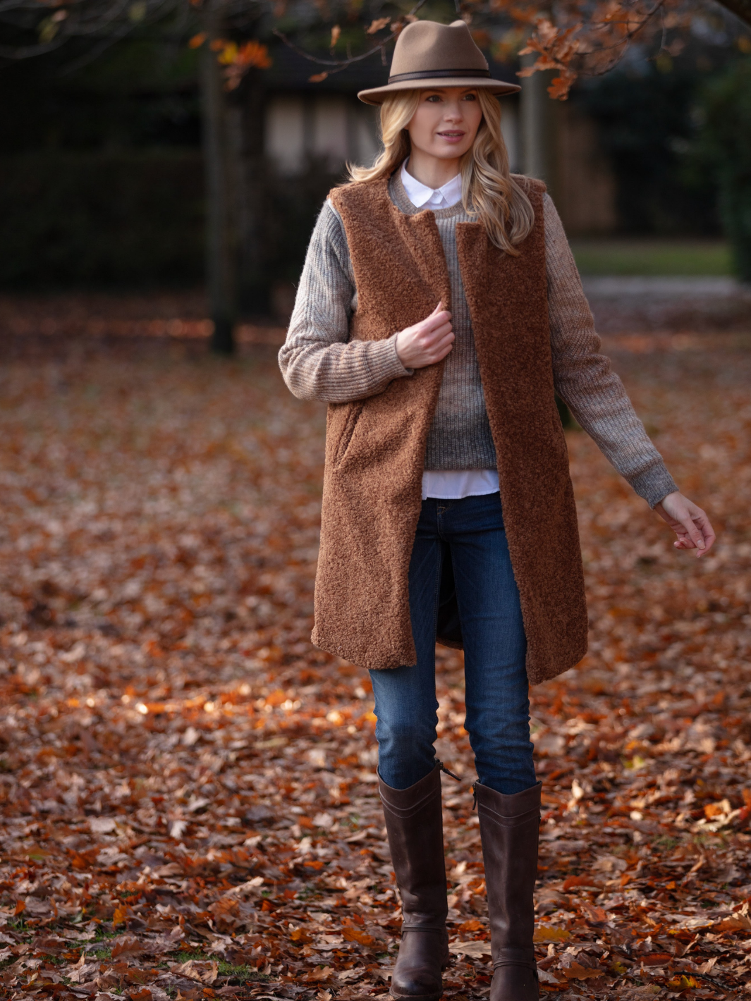 Shearling Gilet - Brown