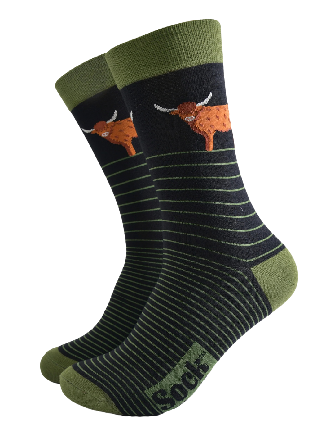 Highland Cow Sock | Mens bamboo socks with highland cow stripe design