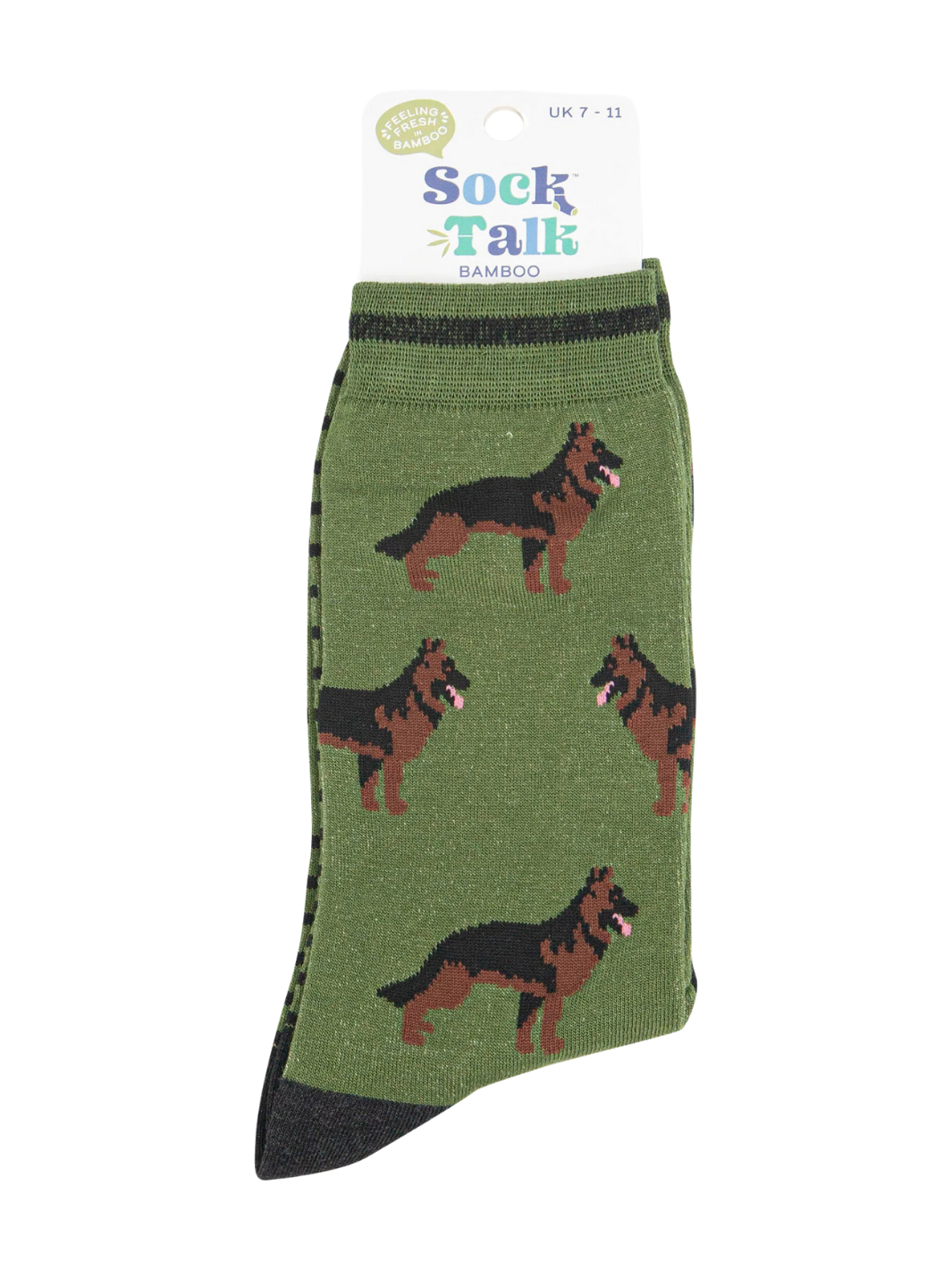 German Shepherd Socks | Breathable bamboo dog socks with classic comfortable striped cuff