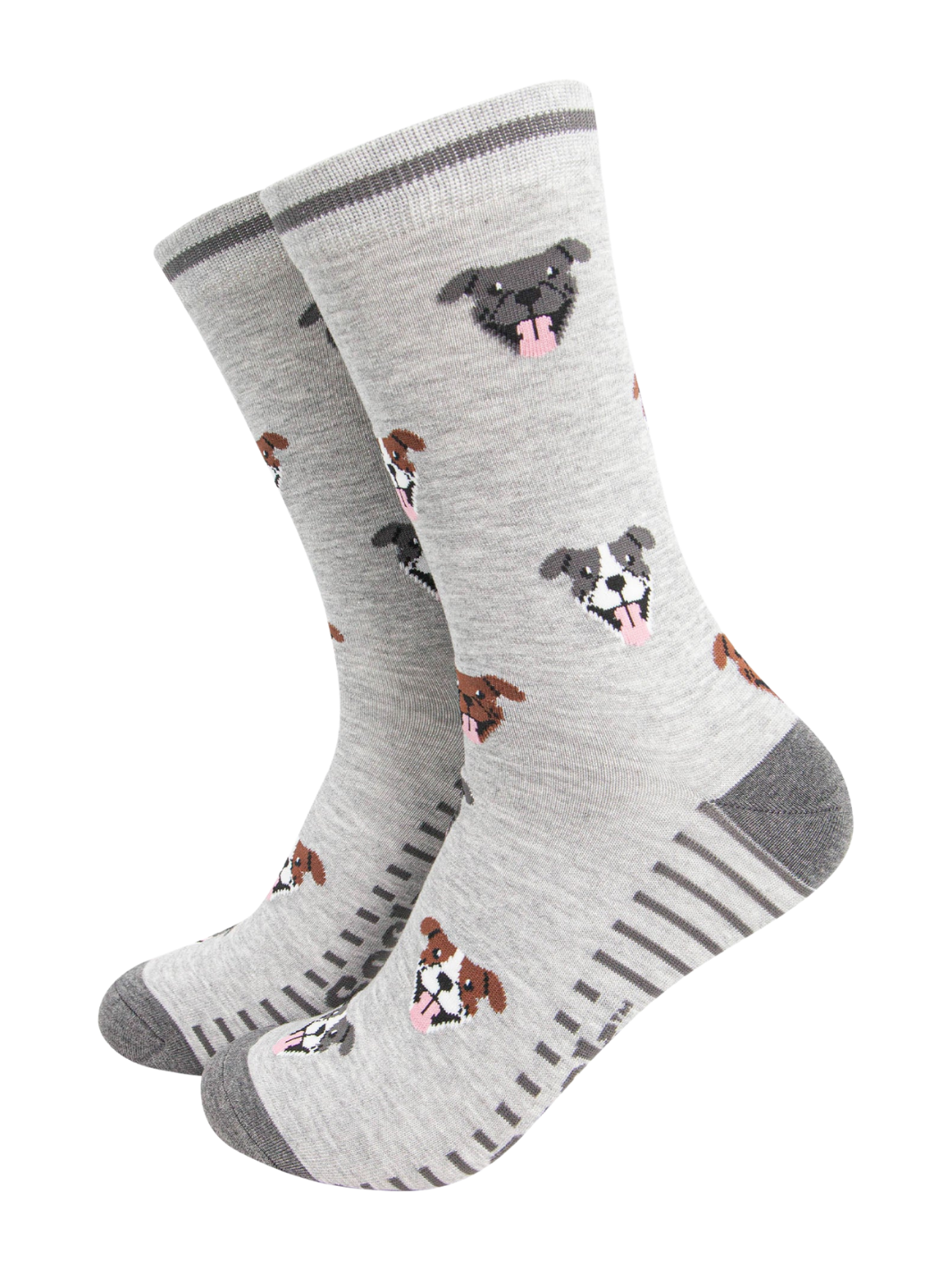 Staffordshire Bull Terrier Socks | Bamboo dog socks with striped cuff and playful design