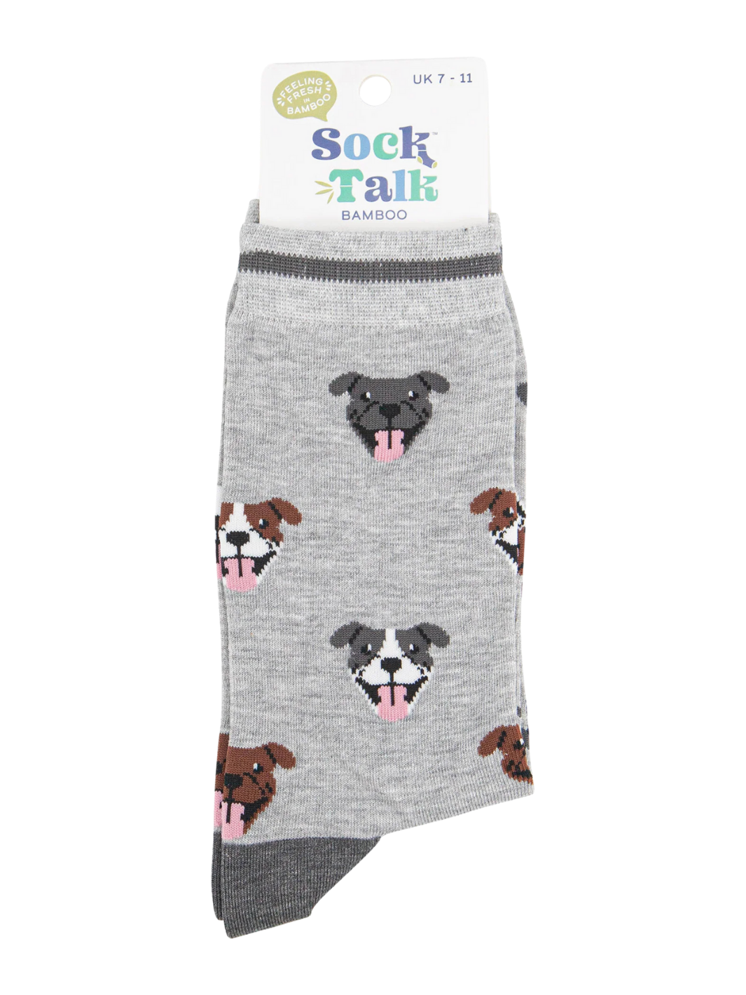 Staffordshire Bull Terrier Socks | Bamboo socks with playful dog design and comfortable striped cuff