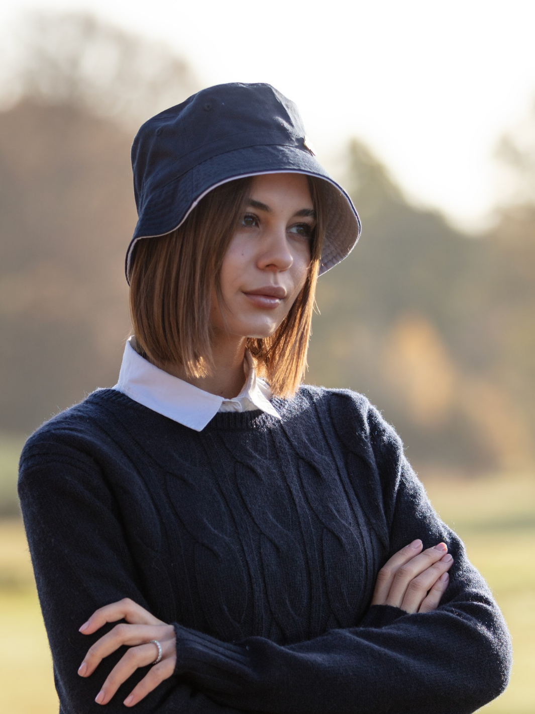 Reversible Bucket Hat Navy White