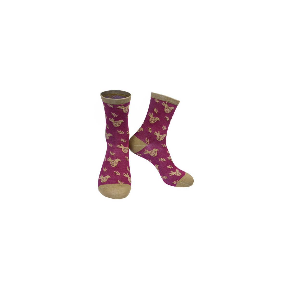 Bamboo Socks Scandi Bird Christmas Ankle Socks Pink