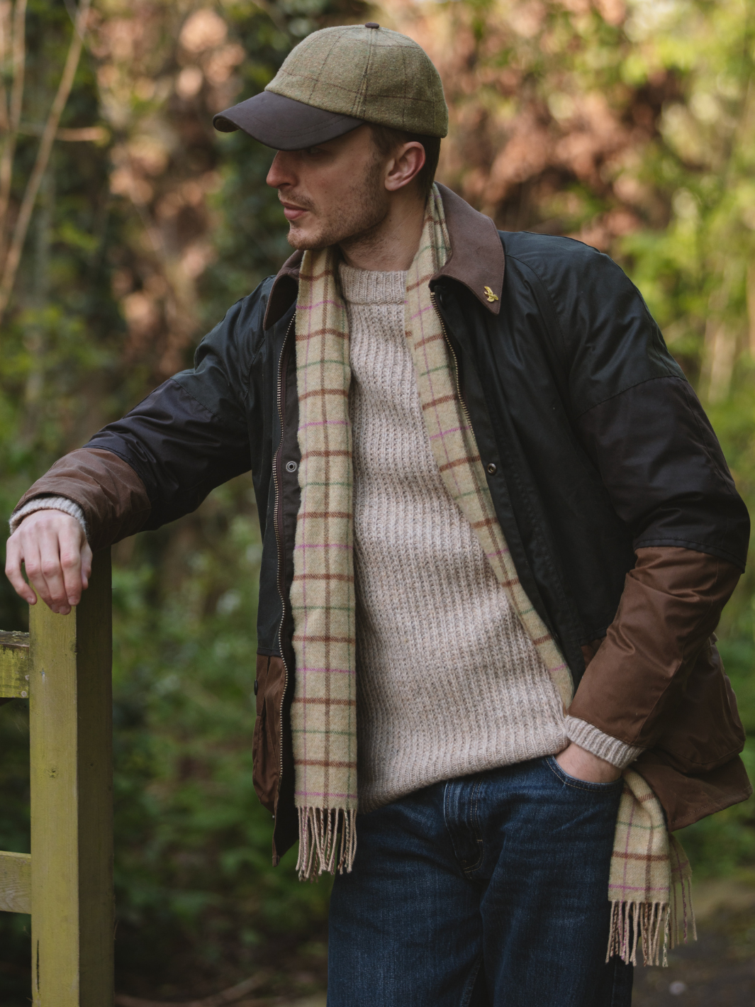 Lambswool Check Scarf - Pistachio