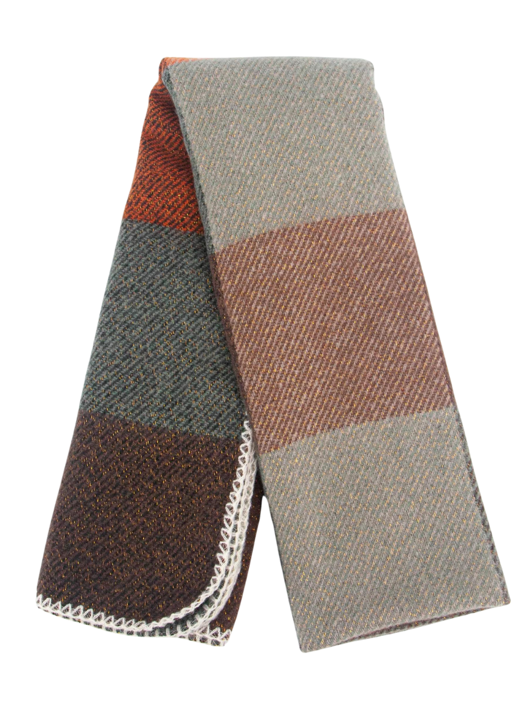 Burnt Orange Check Heavyweight Scarf