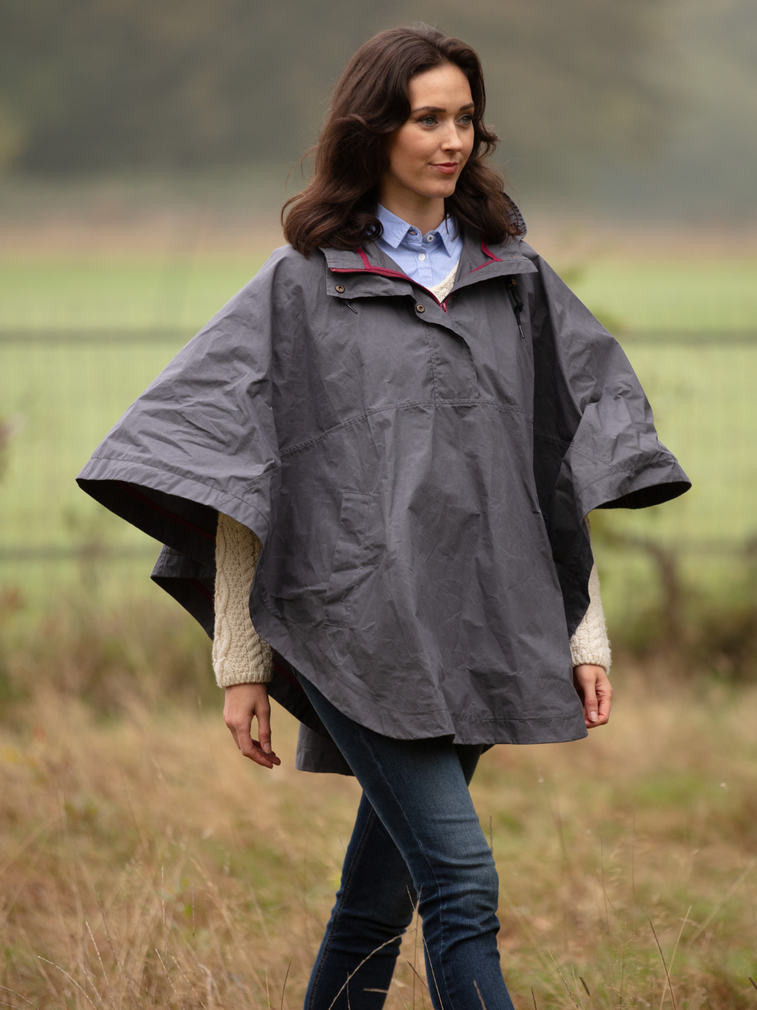 Derby Cape in Charcoal Grey Dry Waxed Cotton – John Partridge & Co