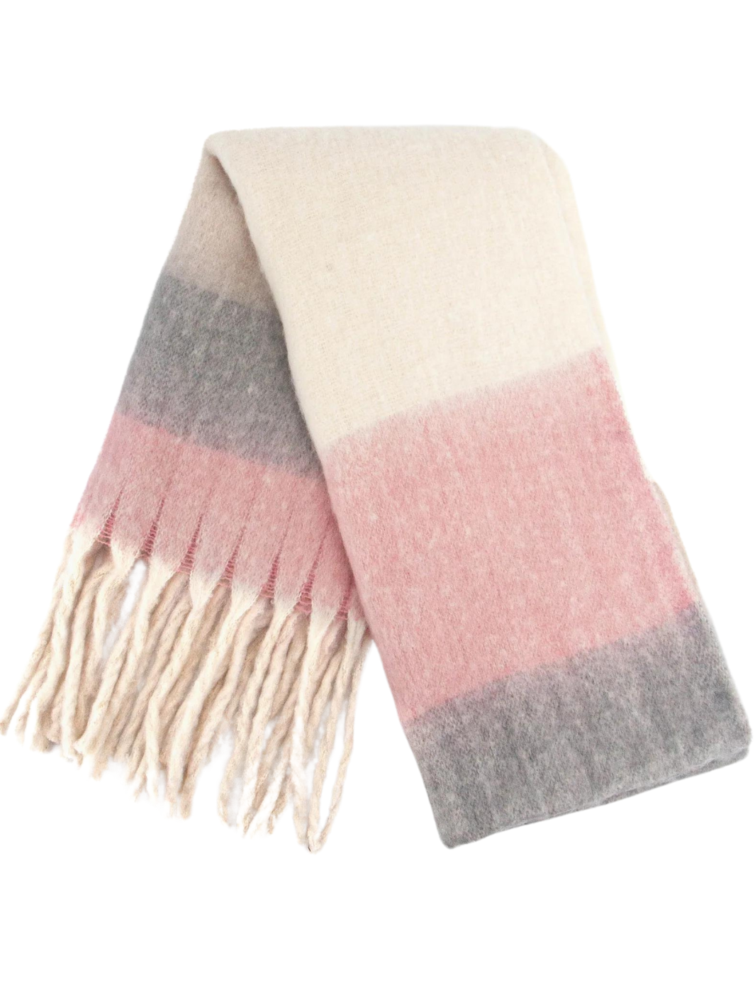 Dusty Pink Heavyweight Check Print Scarf