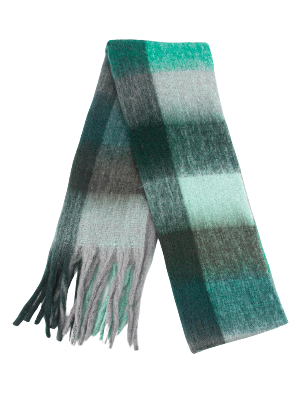 Teal Heavyweight Check Print Scarf