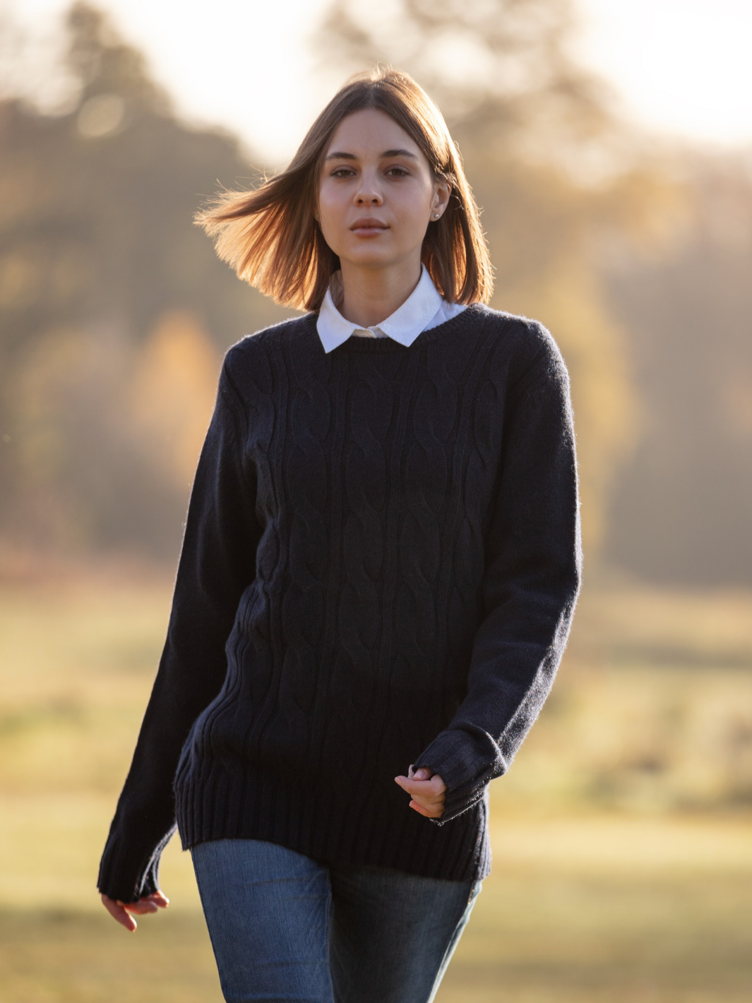 Cable Knit Jumper - Navy