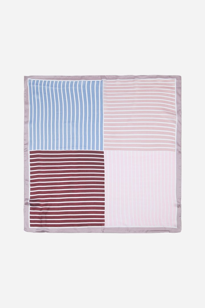 Ladies Scarf - Grey Stripe Faux Silk Scarf - John Partridge & Co