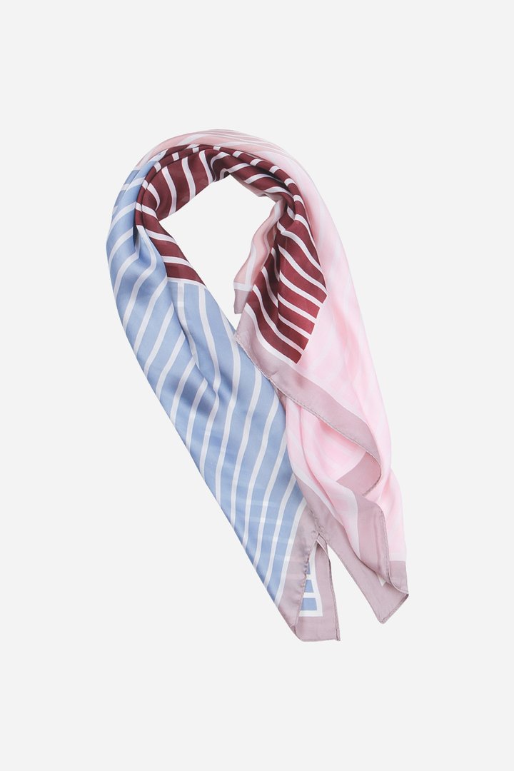 Ladies Scarf - Grey Stripe Faux Silk Scarf - John Partridge & Co