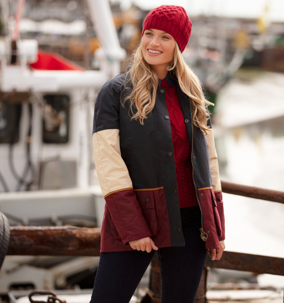 Ladies Landowner Tri-Colour Wax Walking Jacket - Coastal - John Partridge & Co