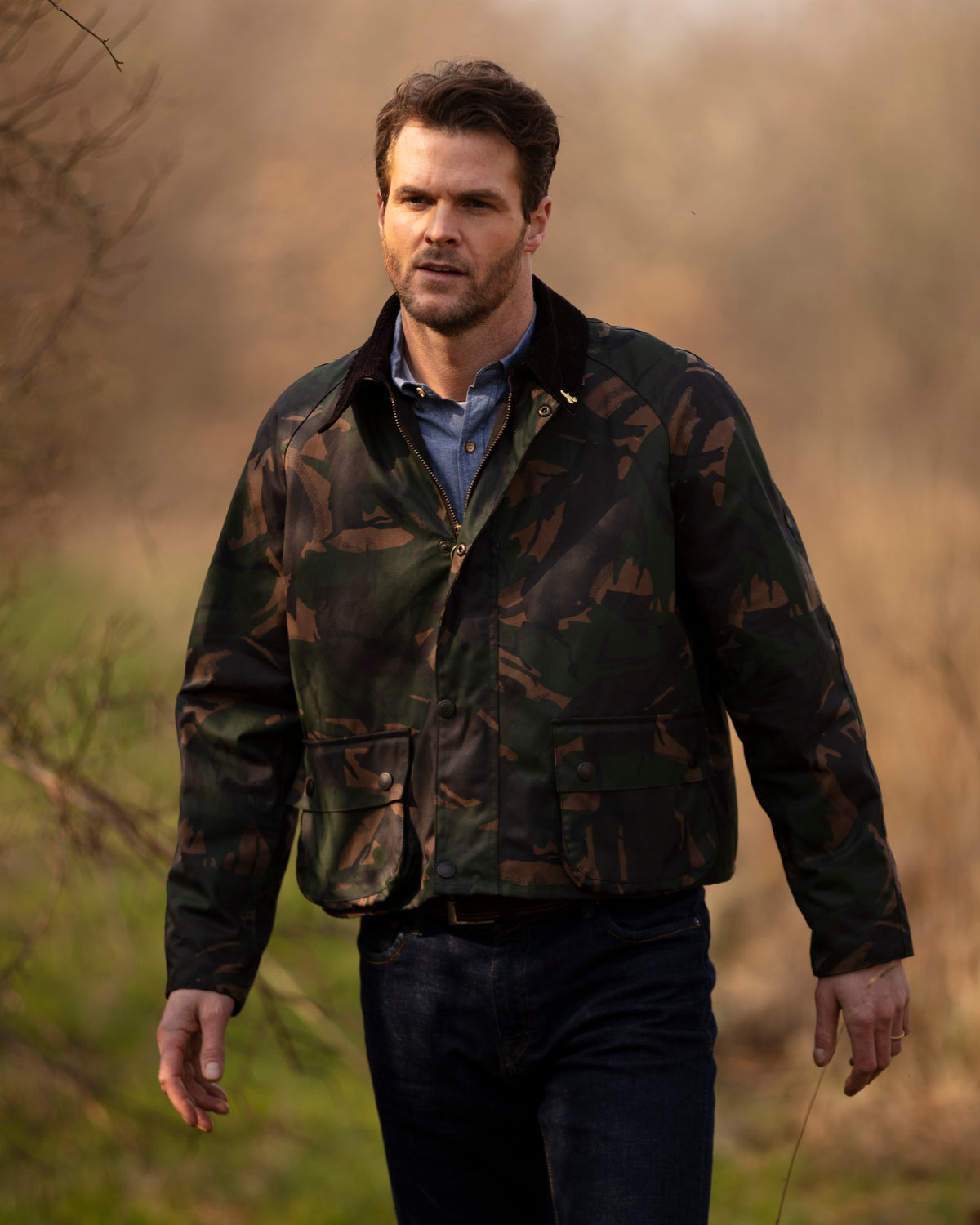 Landowner Short Wax Walking Jacket - Olive Camo | John Partridge