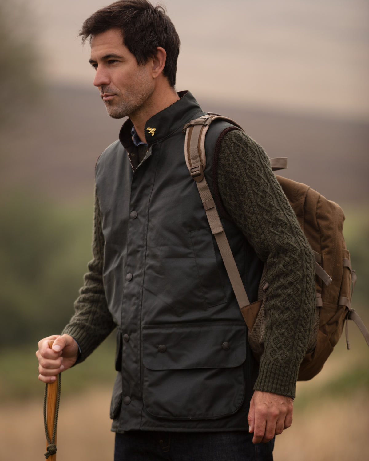 Oakland Wax Gilet - Sage | John Partridge
