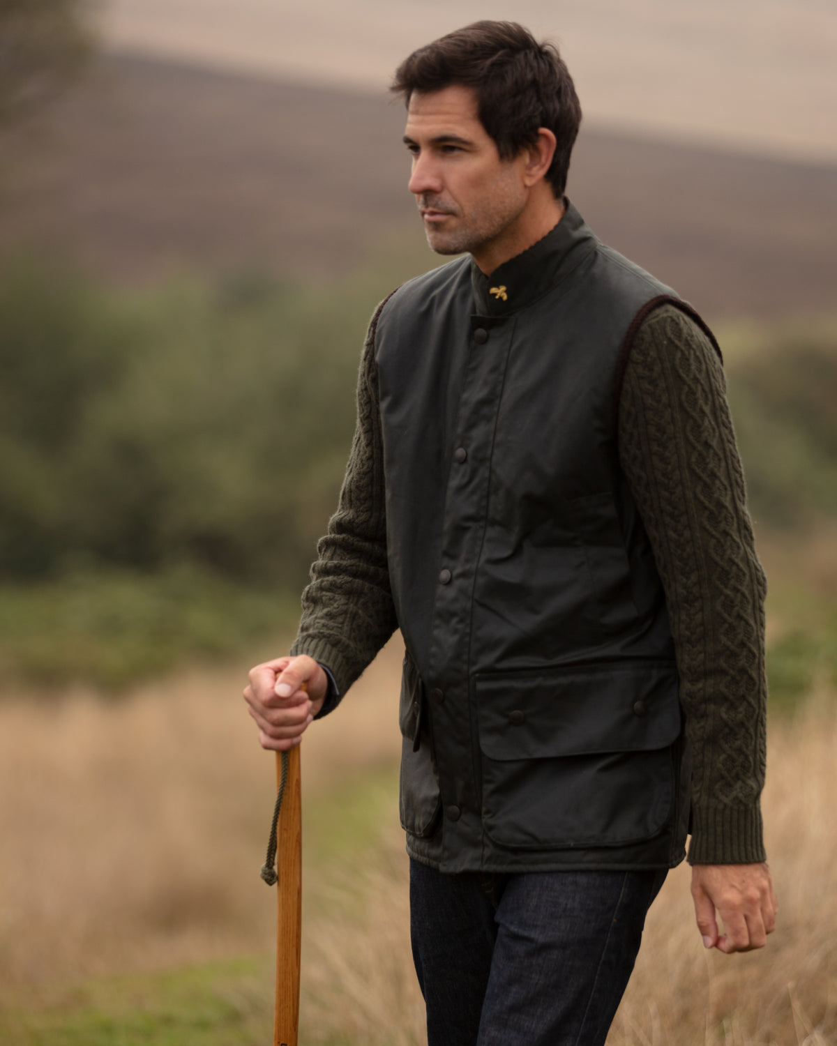 Oakland Wax Gilet - Sage | John Partridge
