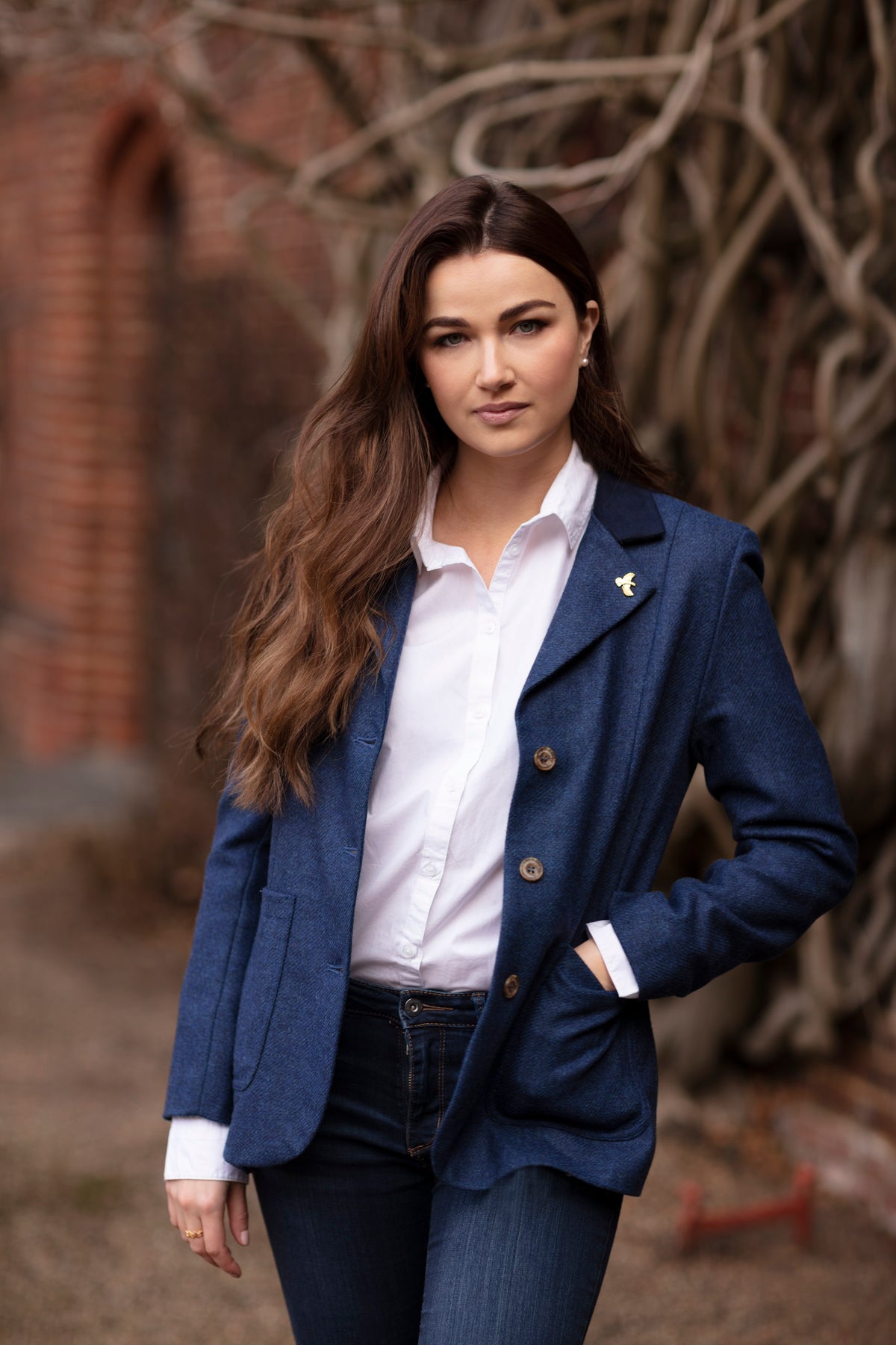 Womens Royal Blue Tweed Country Style Jacket