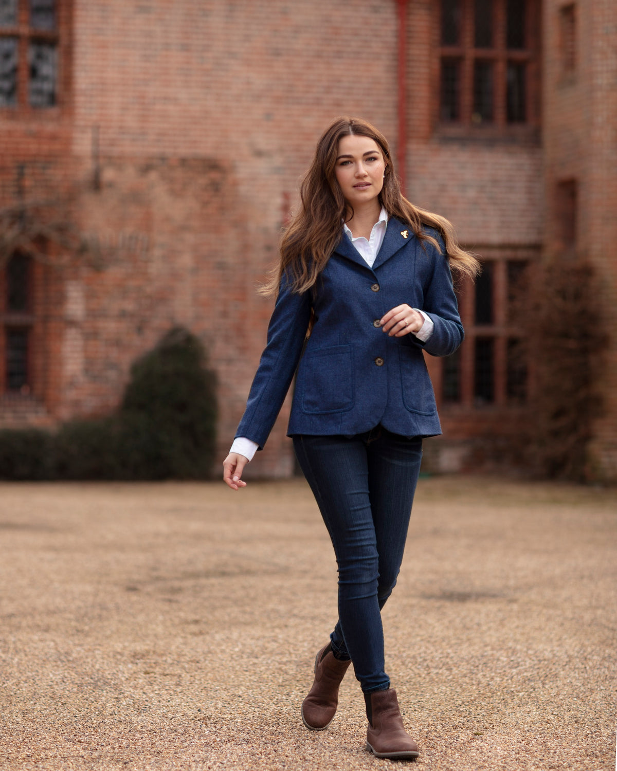 Womens Country Tweed Jacket - Royal Blue