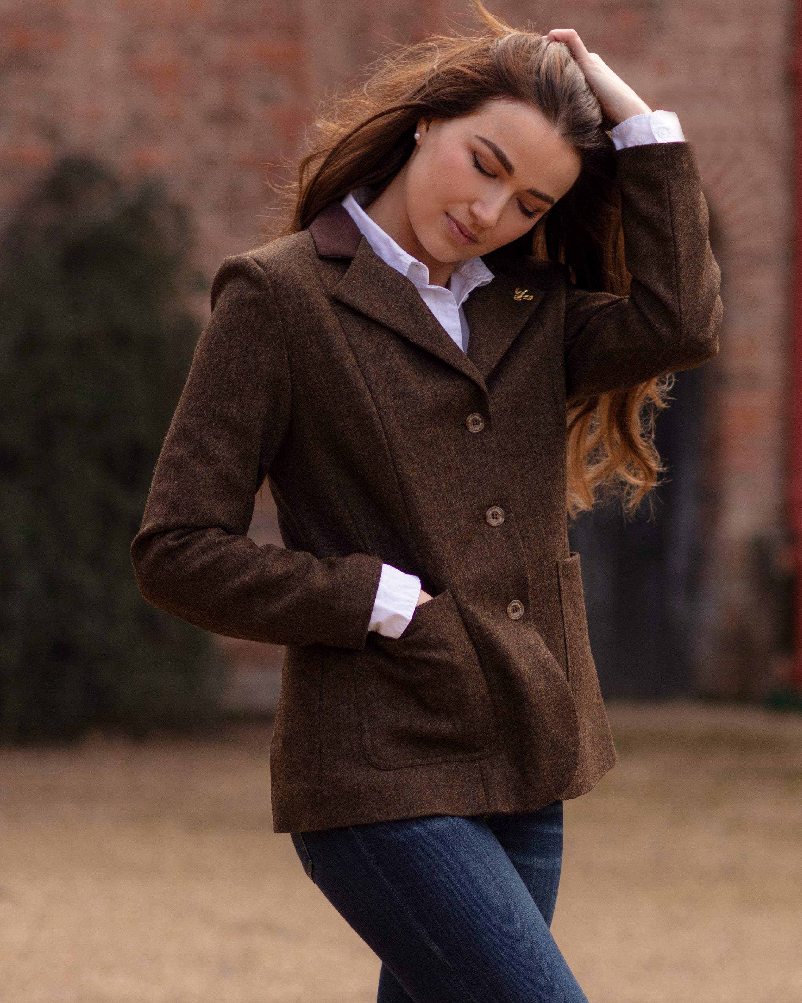 Arena Tweed Blazer Brown Ladies Tweed John Partridge Co