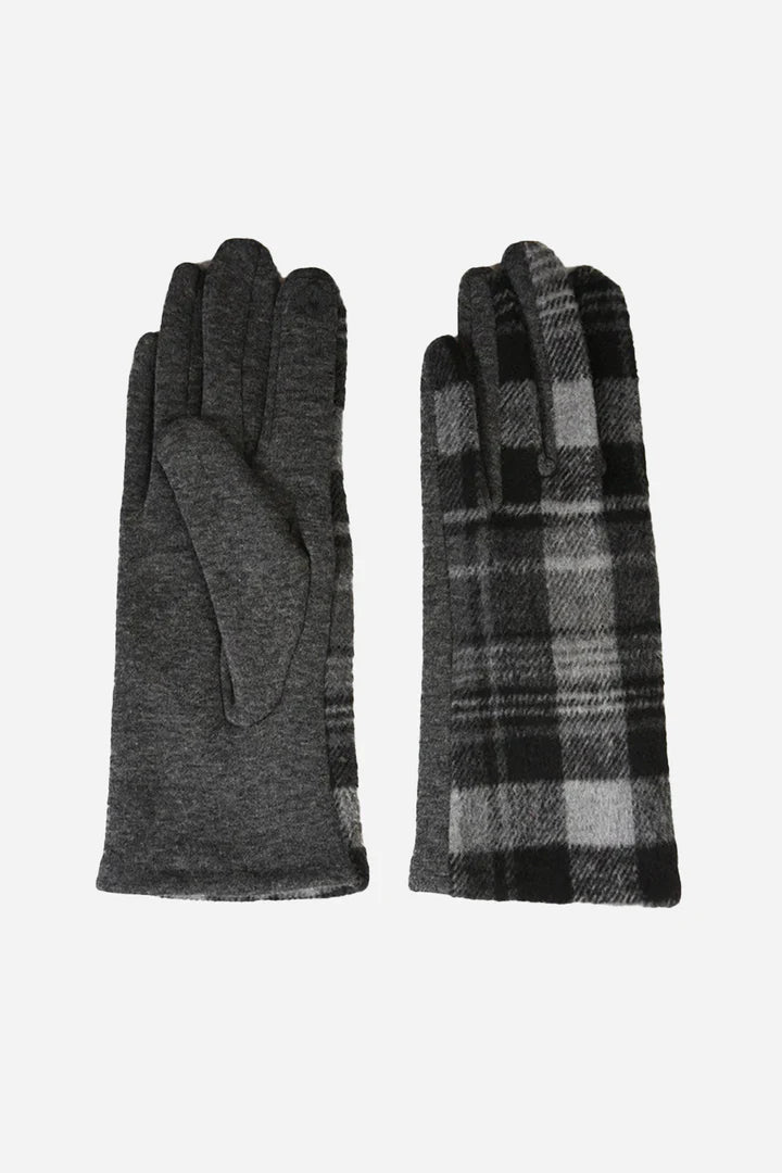 Dark Grey Check Pink Gloves