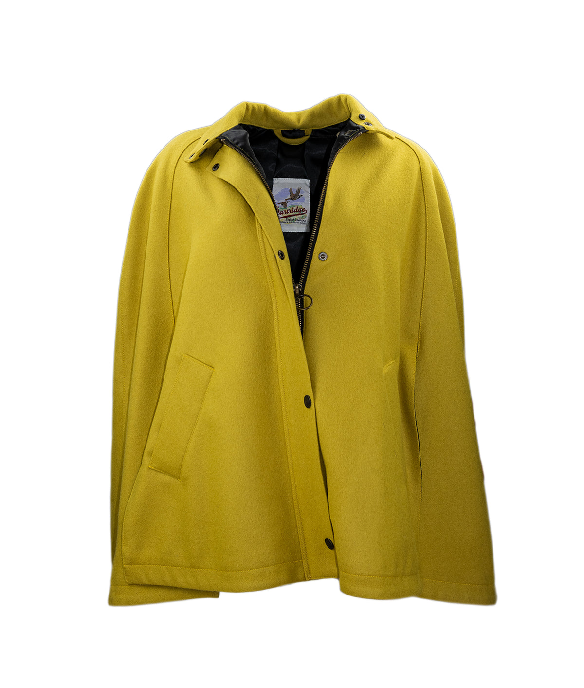 Newbury Tweed Cape with Faux Fur Collar - Ochre Yellow - John Partridge & Co