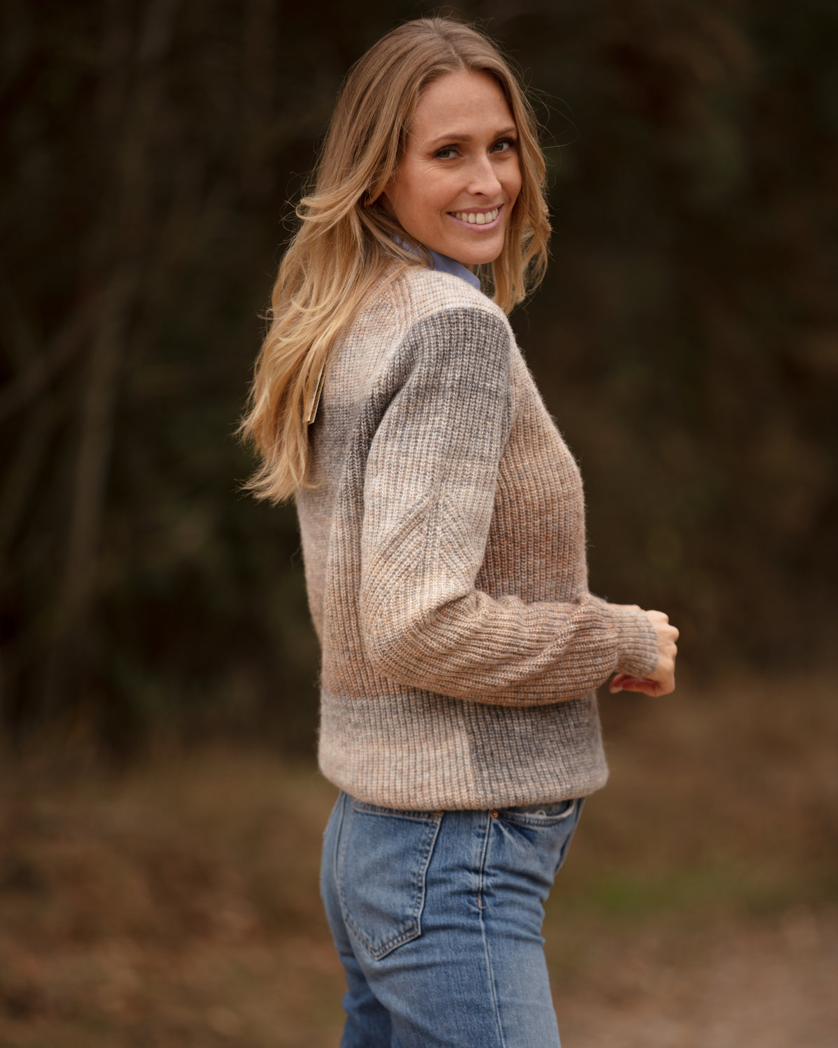 Ombre Eco Crew Neck - Brown Melange | John Partridge