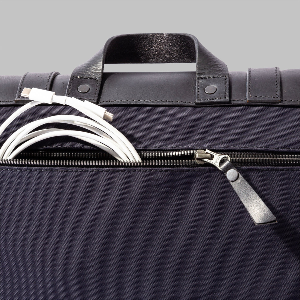 Portland Navy Nylon & Leather Messenger Bag - John Partridge & Co