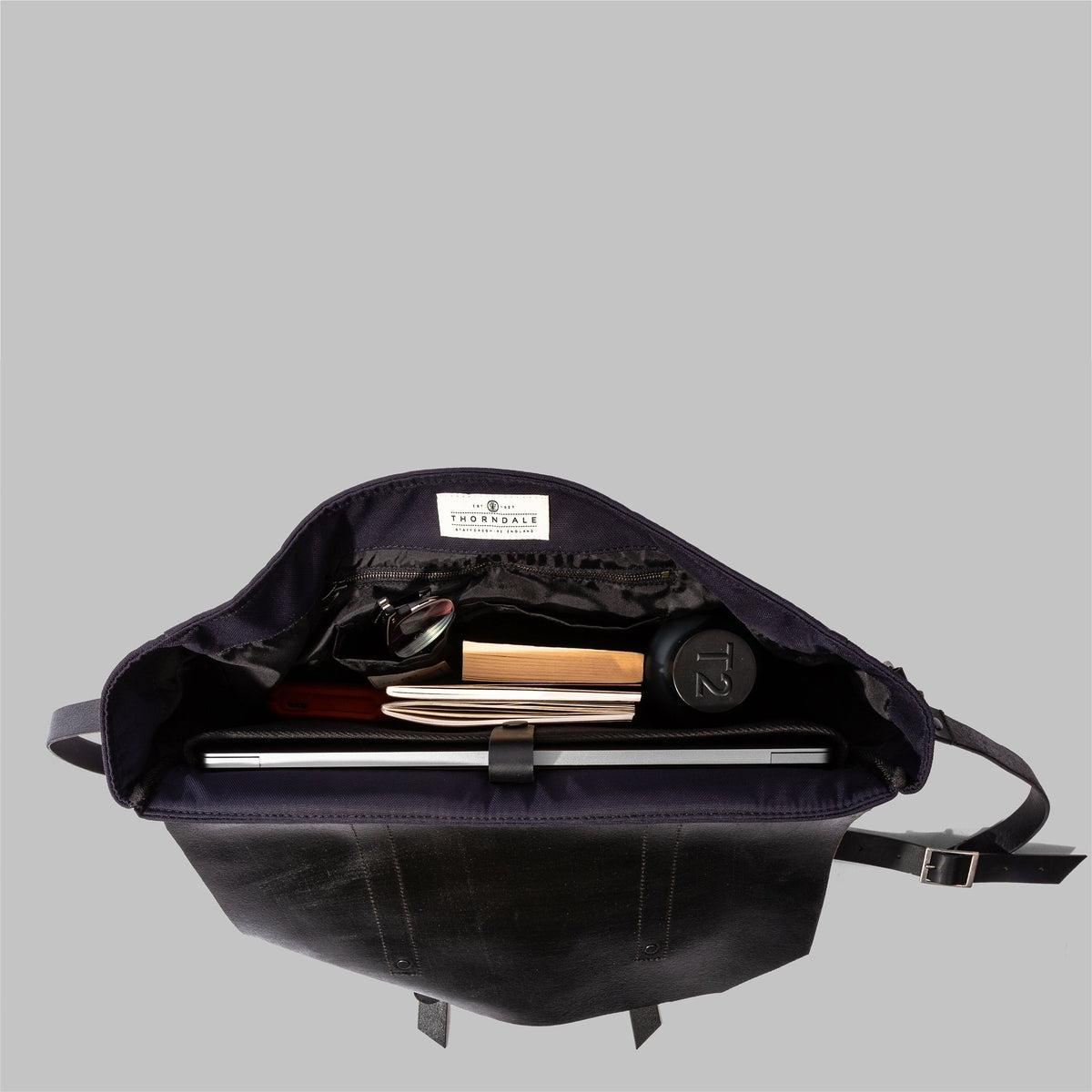 Portland Navy Nylon & Leather Messenger Bag - John Partridge & Co