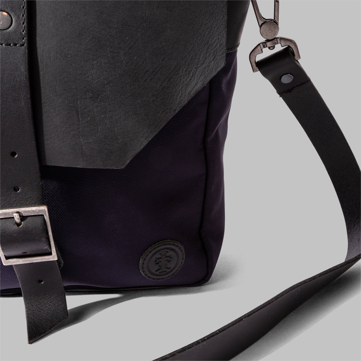 Portland Navy Nylon & Leather Messenger Bag - John Partridge & Co