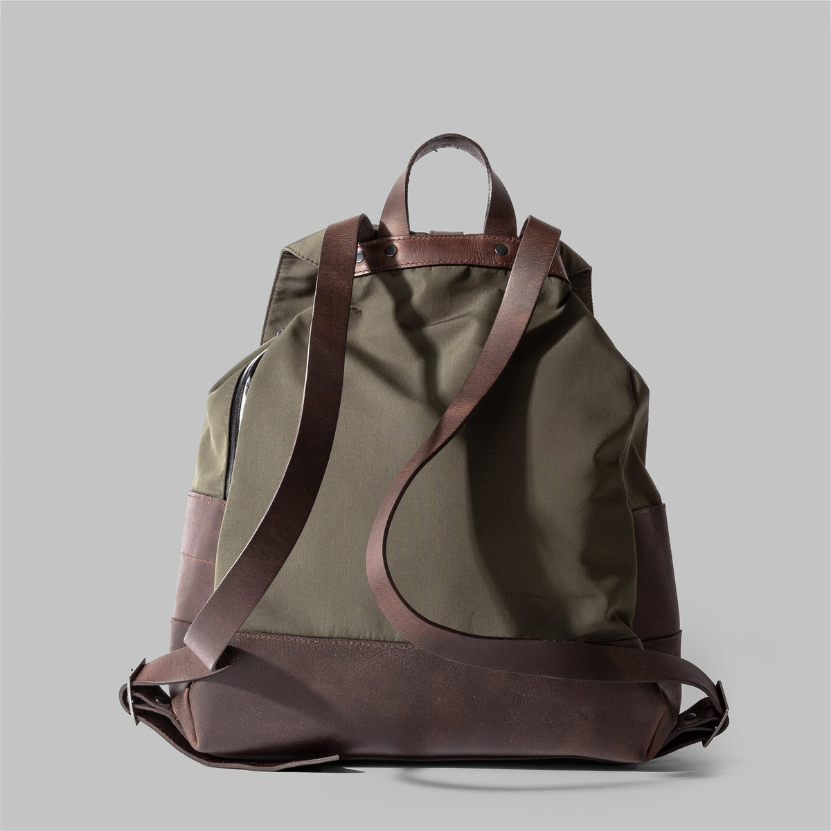 Womens Olive Green Nylon & Leather Rucksack | Thorndale