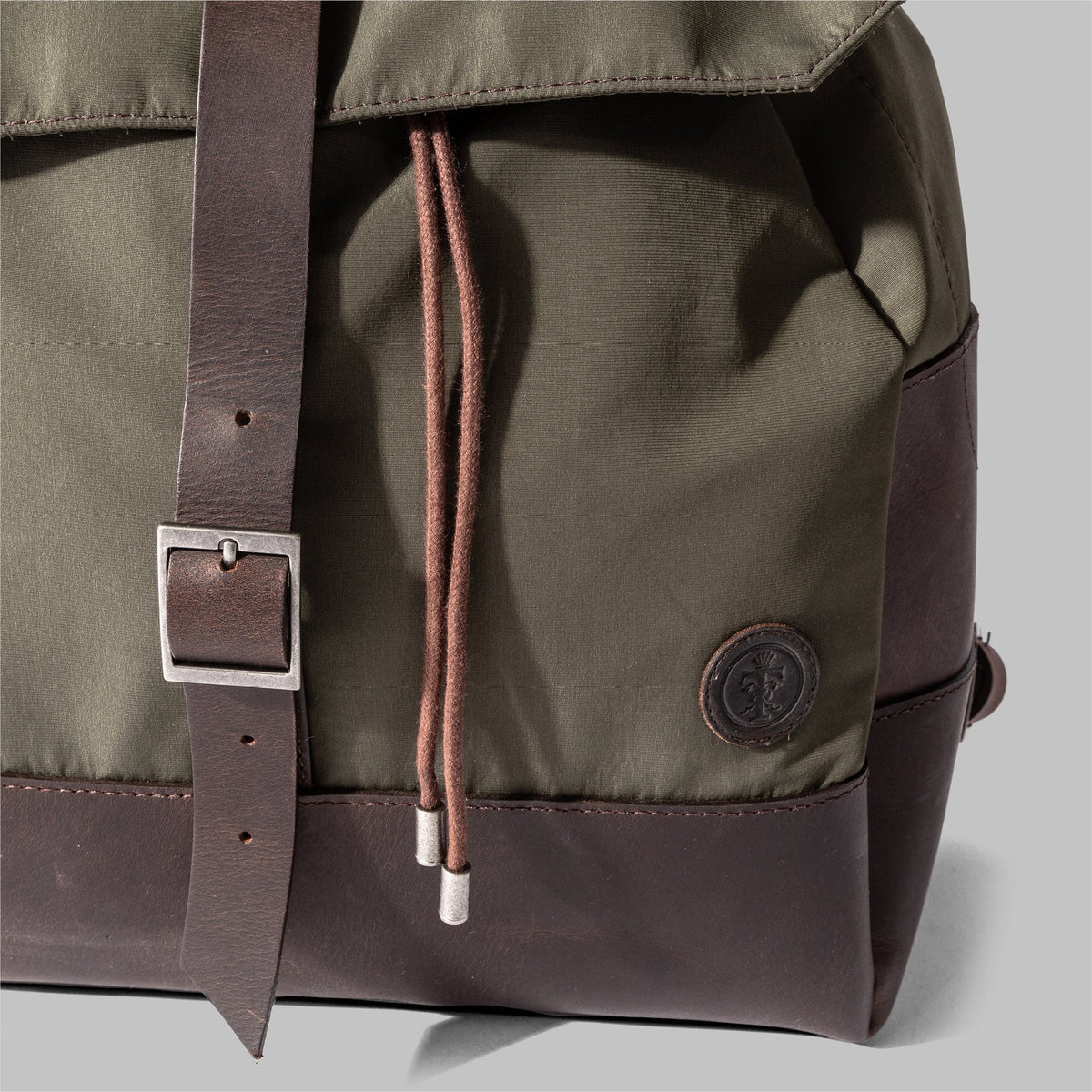 Weston | Womens Olive Green Nylon & Leather Rucksack