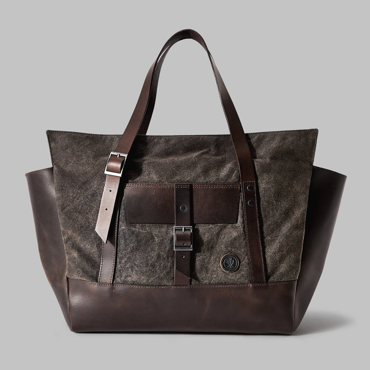 Longton Brown Waxed Cotton Large Tote - John Partridge & Co