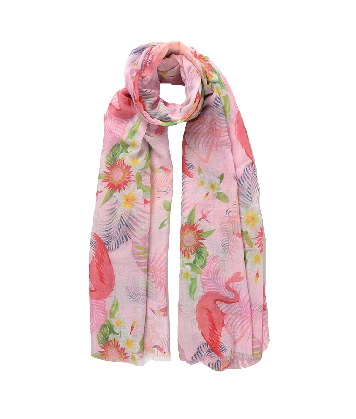 Scarf - Pink Tropical Frangipanis - John Partridge & Co