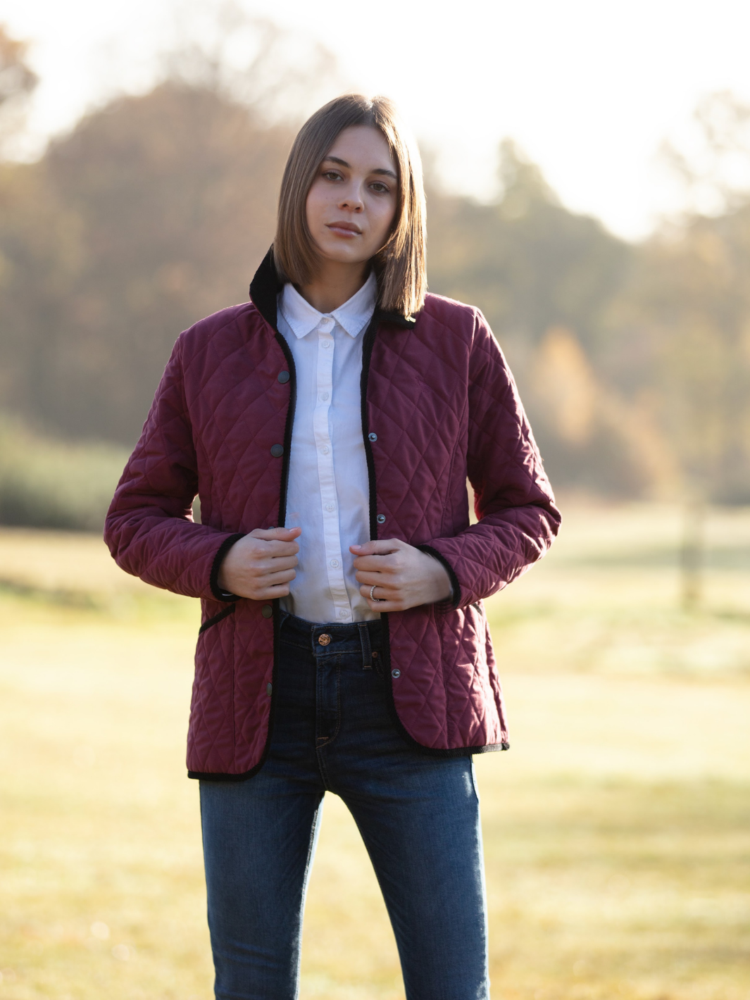 Moorland Quilted Fleece Jacket Burgundy Ladies Quilted Jackets