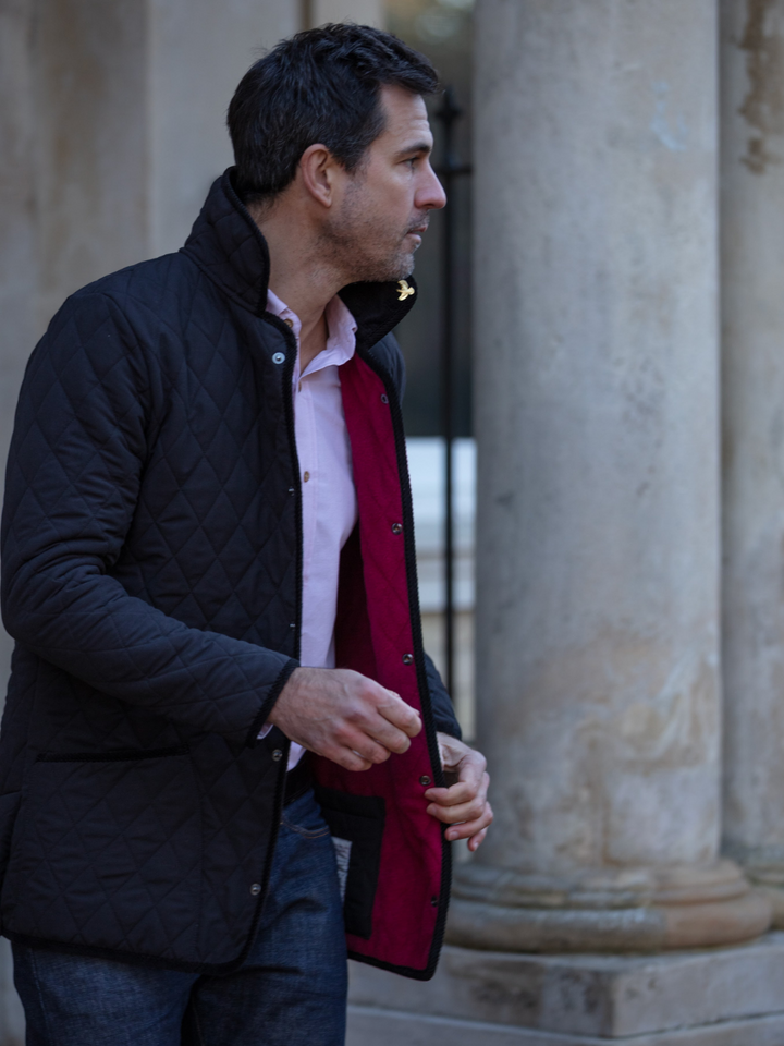 Rag Quilted Fleece Jacket Black | Mens Quilted Jackets | John 