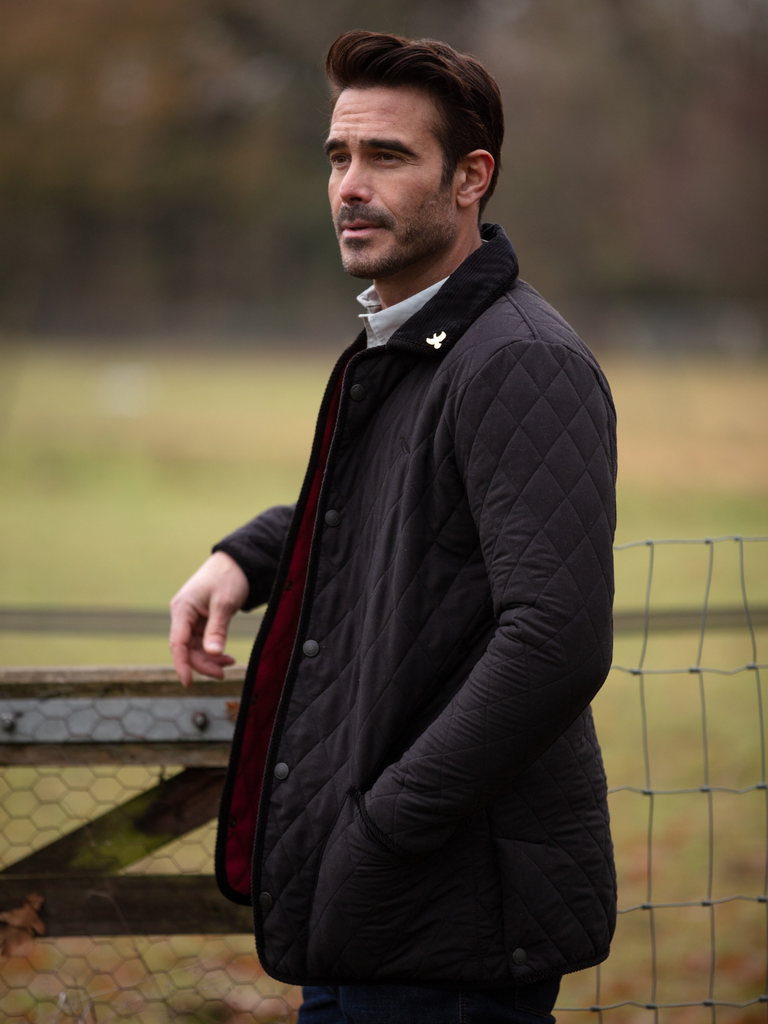 Rag Quilted Fleece Jacket Black | Mens Quilted Jackets | John 
