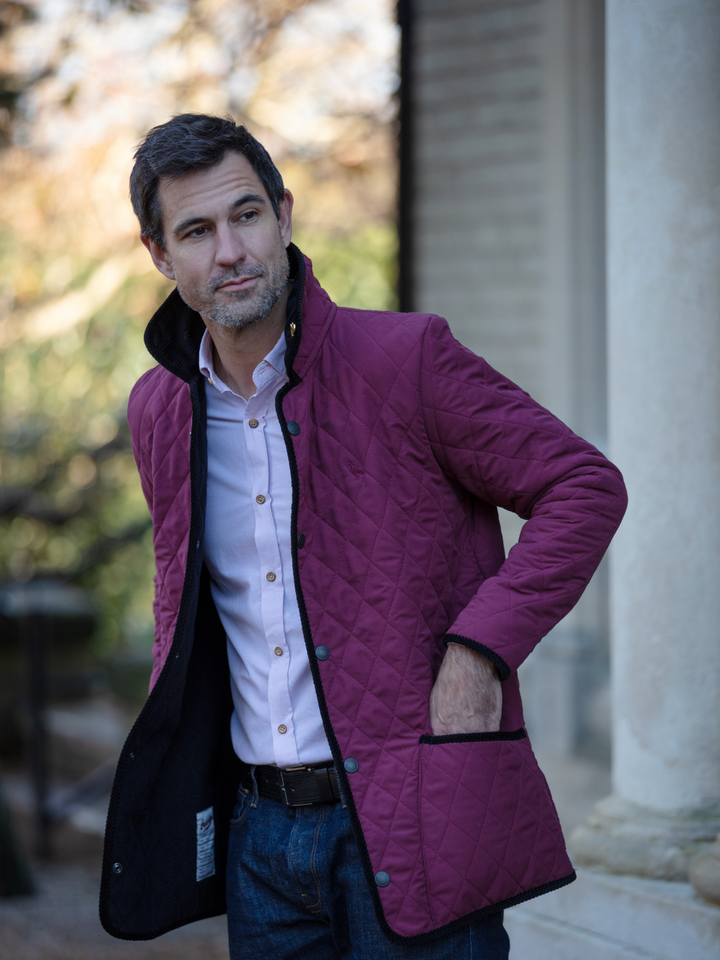 Rag Quilted Fleece Jacket Burgundy