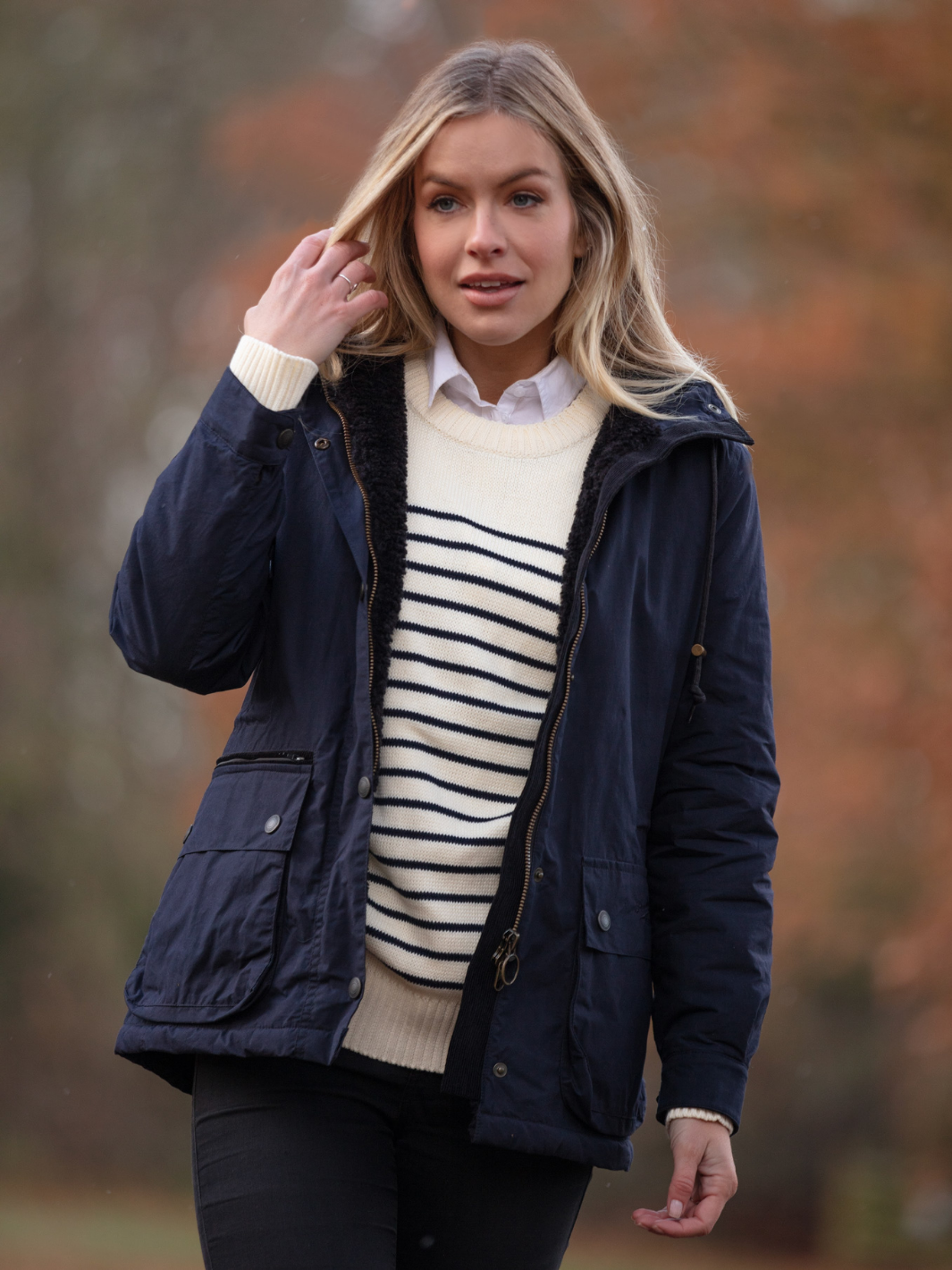 Ladies wax parka with hood cheap