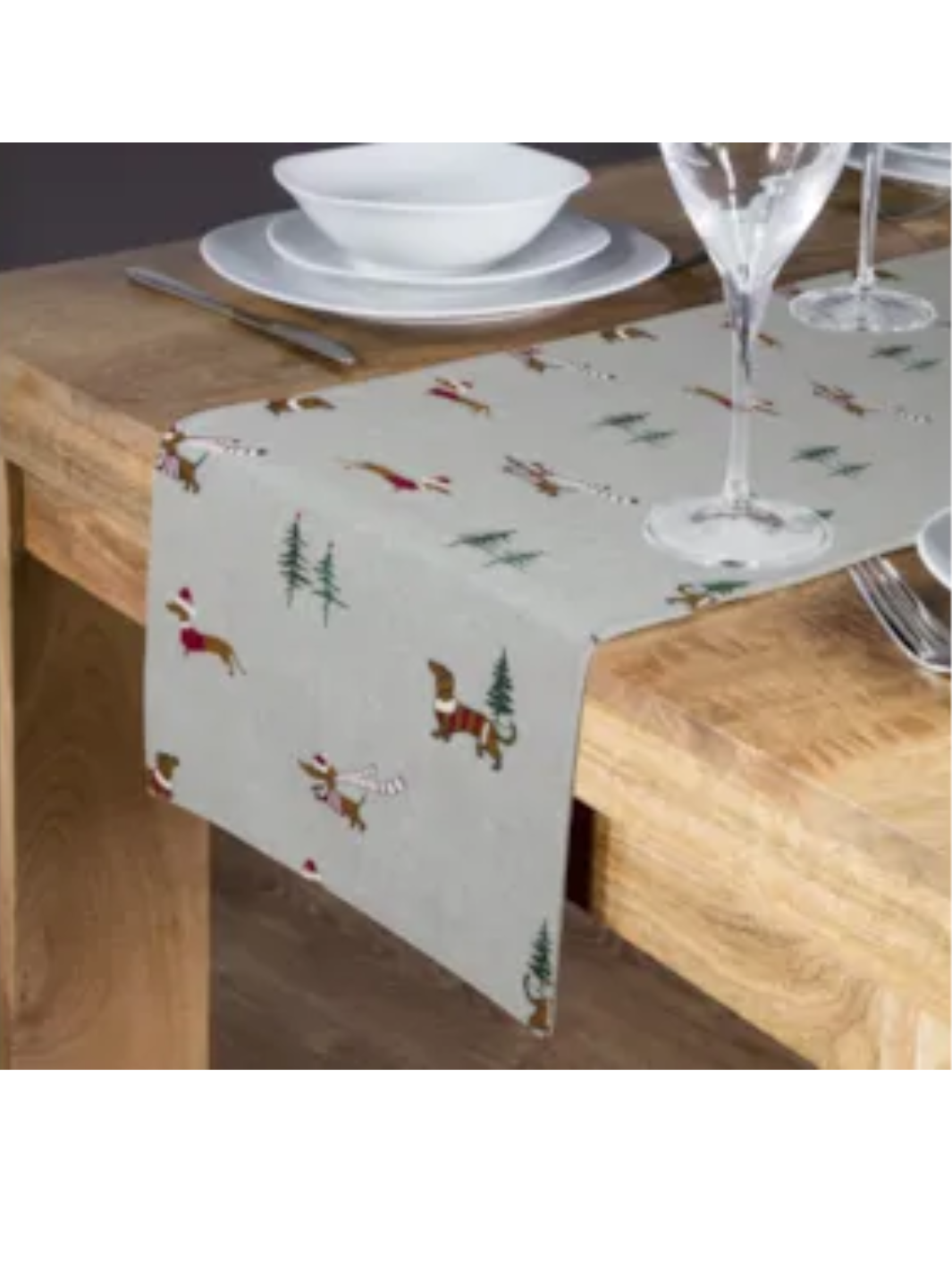 2 Metre Christmas Table Runner with Festive Dachshund Design – Dog-Themed Holiday Table Decoration