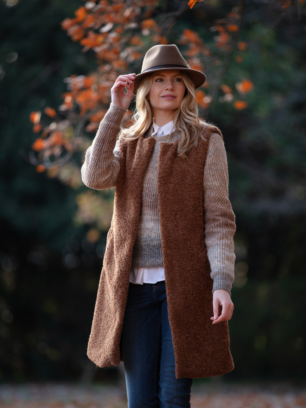 Shearling Gilet - Brown