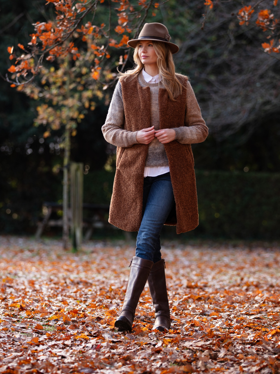 Shearling Gilet - Brown