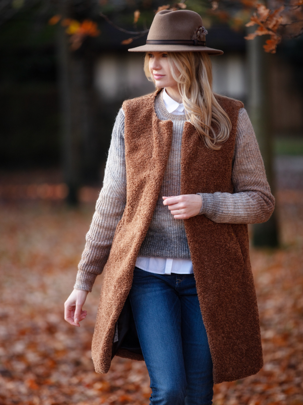 Shearling Gilet - Brown