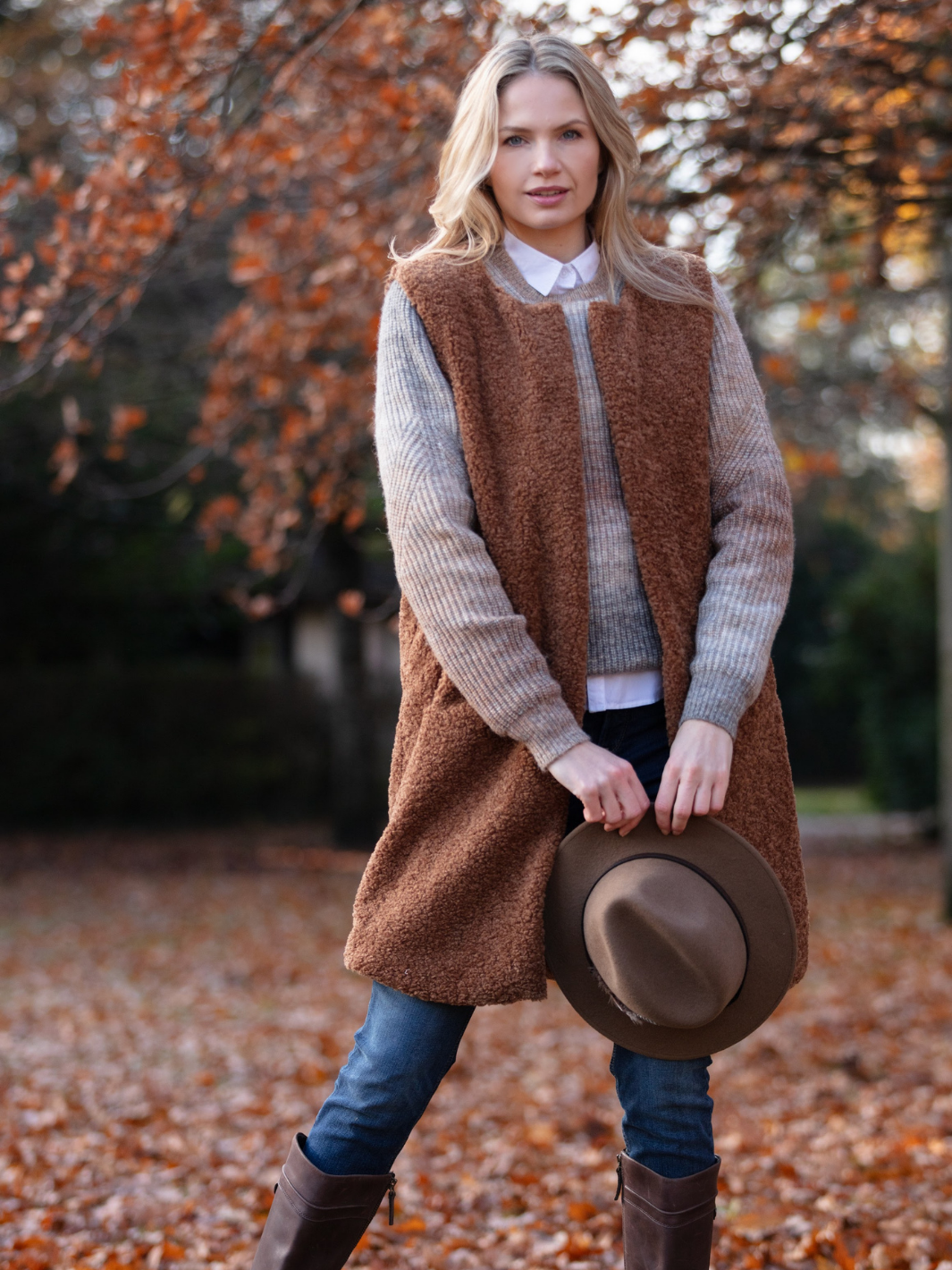 Shearling Gilet - Brown