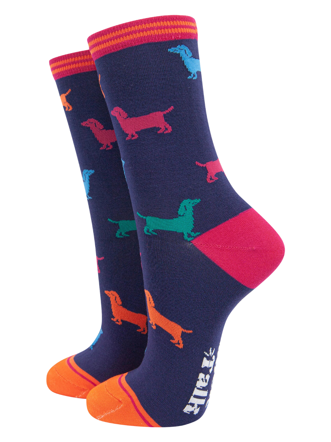 Sausage Dog Sock  | Bamboo ankle socks with colourful sausage dog design