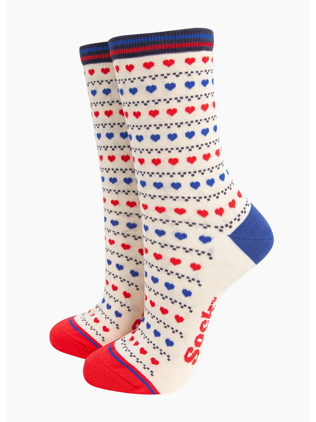 Sausage Dog Sock  | Bamboo ankle socks with colourful heart prints