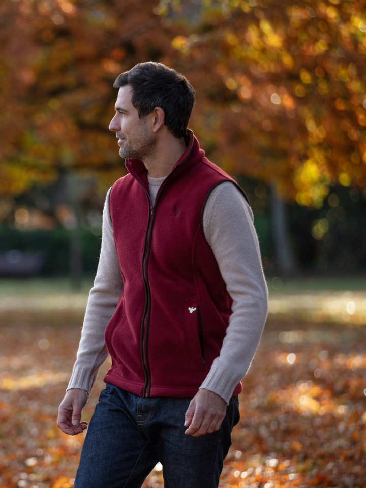 Fleece Gilet Burgundy Unisex Outerwear John Partridge Co