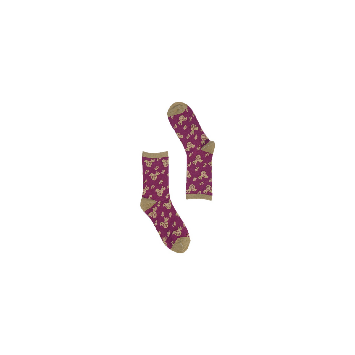 Bamboo Socks Scandi Bird Christmas Ankle Socks Pink