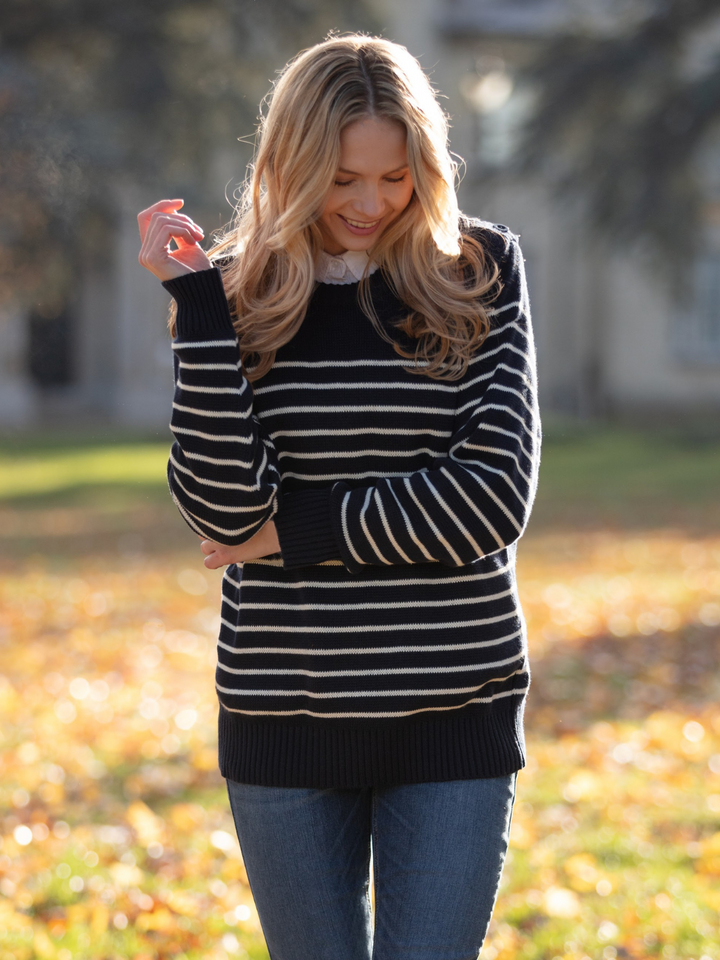 Cotton Jumper Breton Stripe Jumper Navy Breton Stripe Sweatshirt