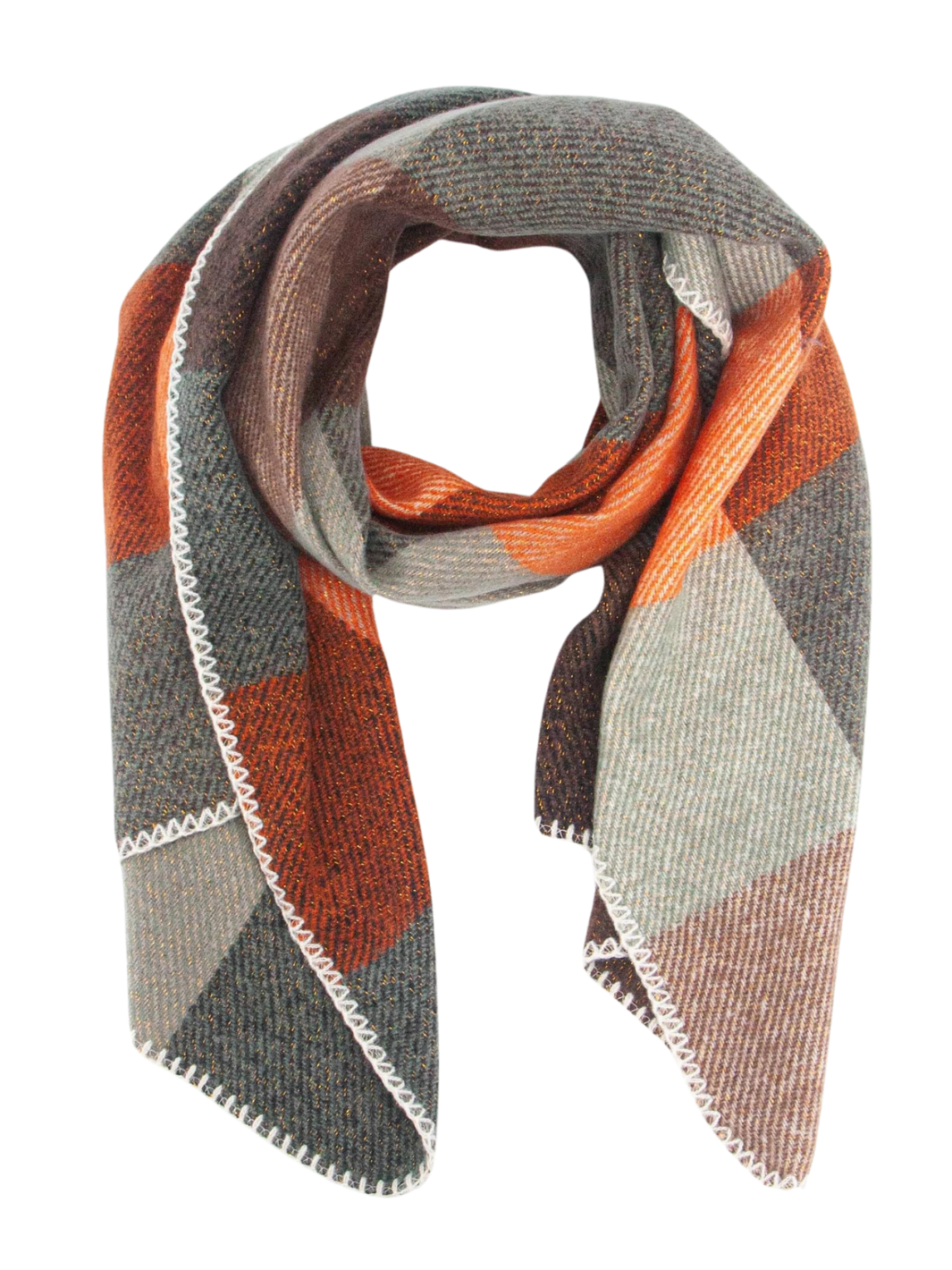 Burnt Orange Check Heavyweight Scarf