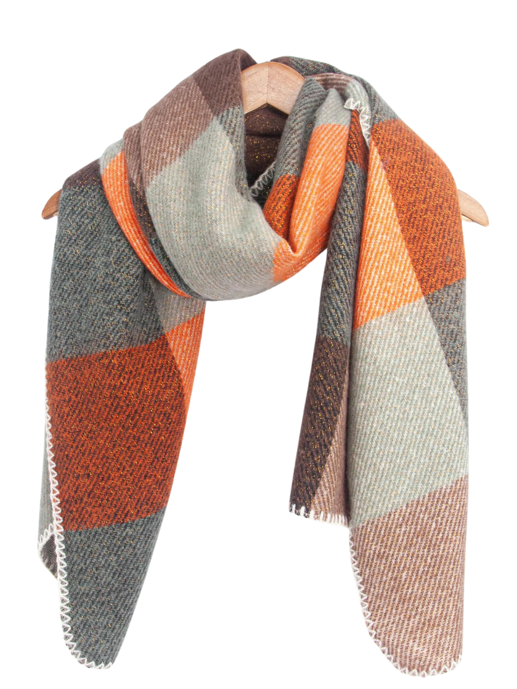 Burnt Orange Check Heavyweight Scarf